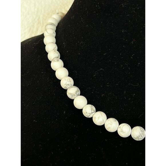 Handmade Matte Howlite Necklace 21.5 inches, Adjustable, With a Silver Extender - Picture 2 of 5